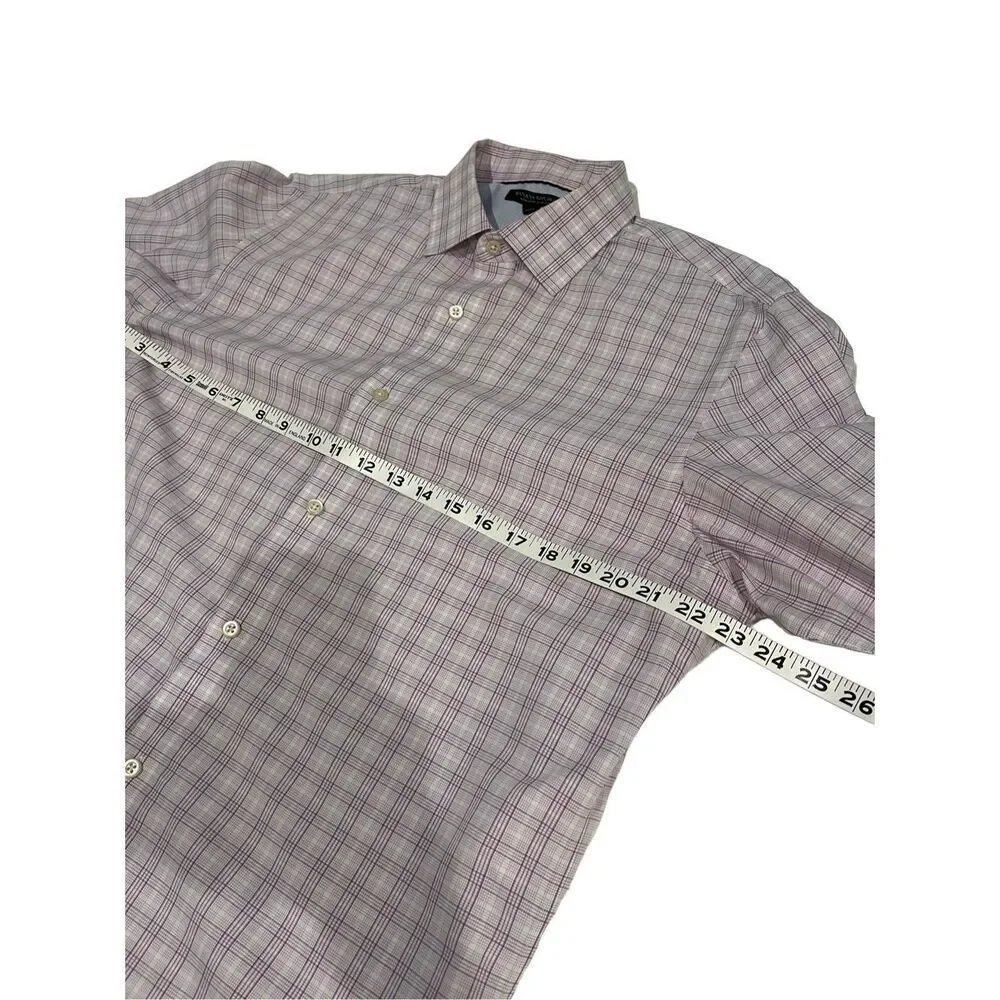 Banana Republic purple and white checked 100% cotton button down shirt - L